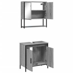 Berkfield Home Durable 2 Piece Bathroom Furniture Set Grey Sonoma Engineered Wood - thumbnail 6