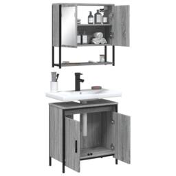 Berkfield Home Durable 2 Piece Bathroom Furniture Set Grey Sonoma Engineered Wood - thumbnail 4