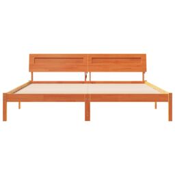 Berkfield Home with LED Strip Lights with Headboard Brown 200 x 200 cm Solid wood - thumbnail 5