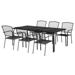 Berkfield Home 7 Piece Garden Dining Set Anthracite Steel in Black - thumbnail 3