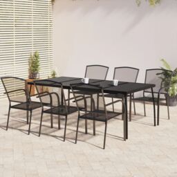 Berkfield Home 7 Piece Garden Dining Set Anthracite Steel in Black - thumbnail 1
