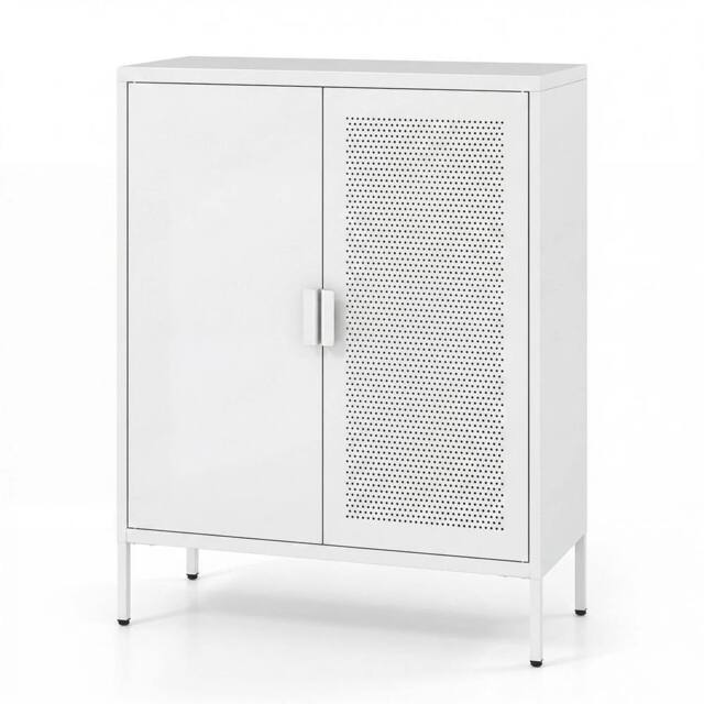 VOGREX White Freestanding Kitchen Storage Cabinet for Dining Room - Size: W600mm x H600mm - image 1
