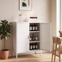 VOGREX White Freestanding Kitchen Storage Cabinet for Dining Room - Size: W600mm x H600mm - thumbnail 3
