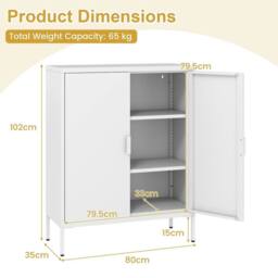 VOGREX White Freestanding Kitchen Storage Cabinet for Dining Room - Size: W600mm x H600mm - thumbnail 2