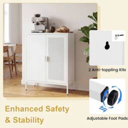 VOGREX White Freestanding Kitchen Storage Cabinet for Dining Room - Size: W600mm x H600mm - thumbnail 6