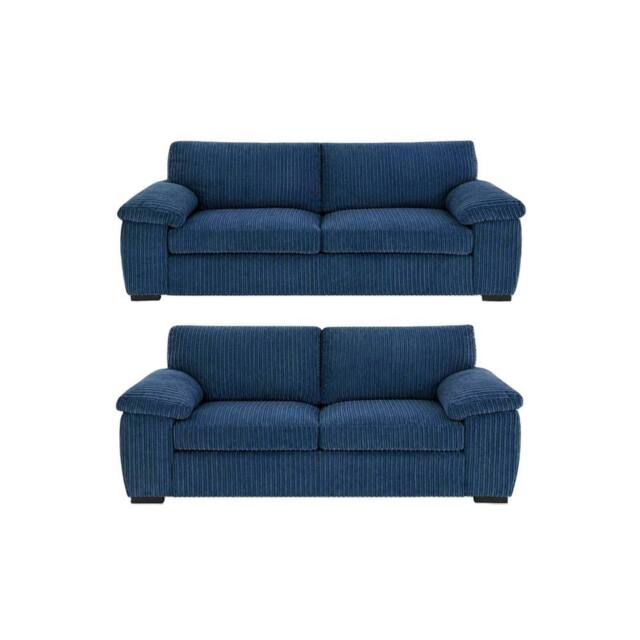 Bliss Furniture Amalfi 3+2 Seater Sofa Set in Blue Fabric with Memory Foam Seating - Size: 5 Pack - image 1
