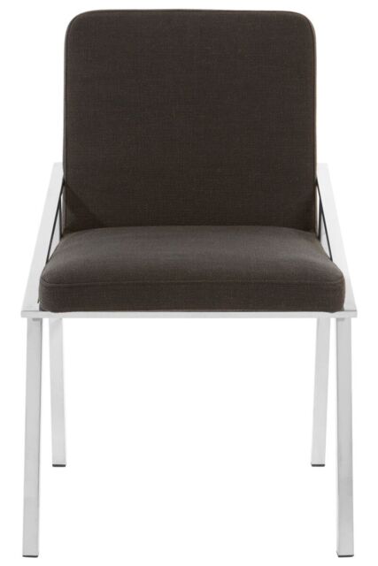 Orsina Black Dining Chair, Fabric Upholstered Armchair for Living Room, Loung Chair with Angled Arms & Steel Legs - image 1