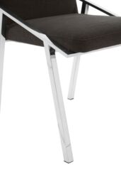 Orsina Black Dining Chair, Fabric Upholstered Armchair for Living Room, Loung Chair with Angled Arms & Steel Legs - thumbnail 5