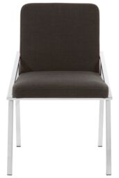 Orsina Black Dining Chair, Fabric Upholstered Armchair for Living Room, Loung Chair with Angled Arms & Steel Legs