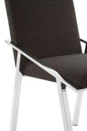 Orsina Black Dining Chair, Fabric Upholstered Armchair for Living Room, Loung Chair with Angled Arms & Steel Legs - thumbnail 6