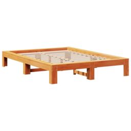 Berkfield Home Bed Frame without Mattress Wax Brown 150x200 cm King Size Solid Wood Pine - thumbnail 3