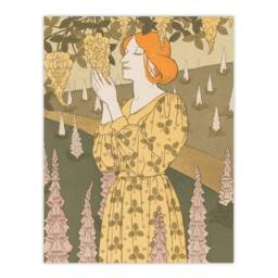 "Artery8 Laburnum & Foxglove Vintage Floral Wall Art Print Verneuil in Khaki - Size: W12"" x H16""" - thumbnail 1