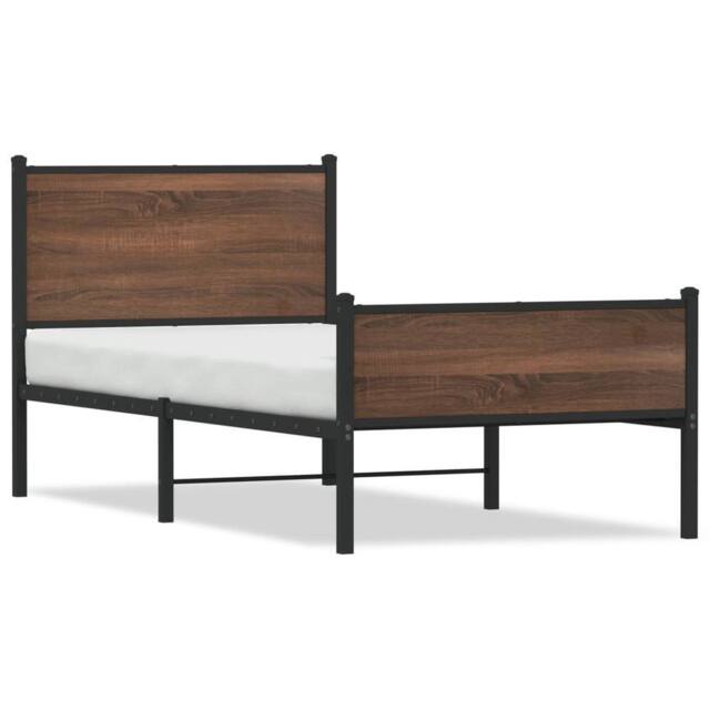 Berkfield Home Metal Bed Frame without Mattress Brown Oak 80x200 cm - image 1