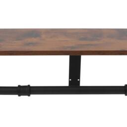 VOGREX 104cm Black Iron Wood Wall Coat Rack Entryway Bedroom in Brown - thumbnail 4