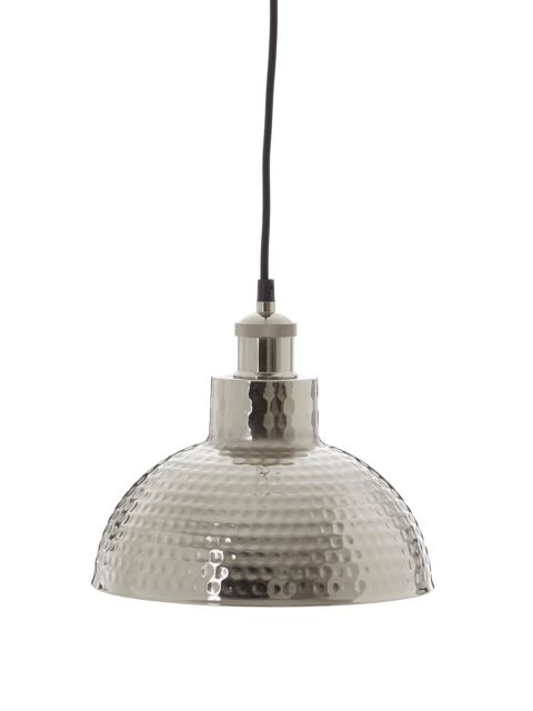Orsina Hammered Effect Pendant Light With Silver Iron Shade, Ceiling Light With Champagne Metal Canopy, Pendant Lamp - image 1