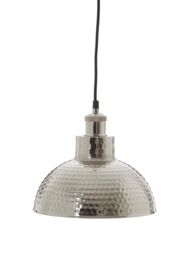Orsina Hammered Effect Pendant Light With Silver Iron Shade, Ceiling Light With Champagne Metal Canopy, Pendant Lamp - thumbnail 1