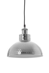 Orsina Hammered Effect Pendant Light With Silver Iron Shade, Ceiling Light With Champagne Metal Canopy, Pendant Lamp - thumbnail 2