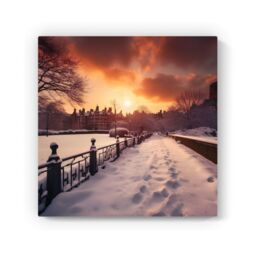 "Warren Reed - Designer A Snowy Walk In London Canvas - Size: W16"" x H16""" - thumbnail 2