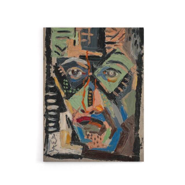 "Artery8 Mans Face Abstract Painting Kubincan Canvas Wall Art Print - Size: W18"" x H24""" - image 1
