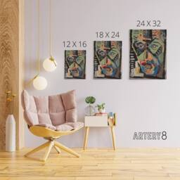 "Artery8 Mans Face Abstract Painting Kubincan Canvas Wall Art Print - Size: W18"" x H24""" - thumbnail 4