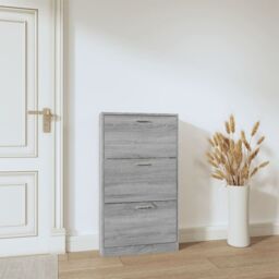 Berkfield Home Shoe Cabinet Grey Sonoma 59x17x108 cm Engineered Wood - Size: 59 x 17 x 108 cm - thumbnail 3