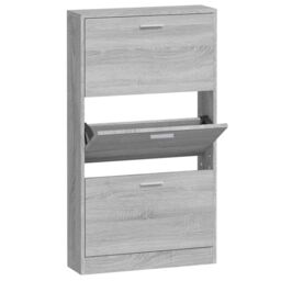 Berkfield Home Shoe Cabinet Grey Sonoma 59x17x108 cm Engineered Wood - Size: 59 x 17 x 108 cm - thumbnail 2