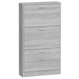 Berkfield Home Shoe Cabinet Grey Sonoma 59x17x108 cm Engineered Wood - Size: 59 x 17 x 108 cm - thumbnail 5