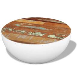 Berkfield Home Beautiful Bowl Shaped Coffee Table Solid Reclaimed Wood 60x60x30 cm in White - Size: 60 x 60 x 30 cm - thumbnail 2