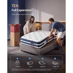 The Bazaarist Single Pocket Spring Gel Memory Foam Mattress, Blue - thumbnail 7