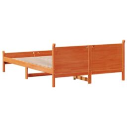 Berkfield Home Bed Frame without Mattress Wax Brown 120x200 cm Solid Wood Pine - Size: Small Double - thumbnail 6
