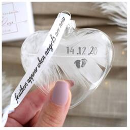 Amaya Rose Ltd Personalised Sympathy Gift. Glass Round Christmas Tree Bauble Gift in Clear - thumbnail 3
