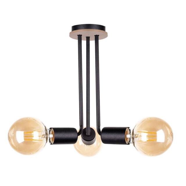 Netlighting Venna Multi Arm Semi Flush Ceiling Light Wood Black 25cm 3x E27