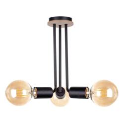 Netlighting Venna Multi Arm Semi Flush Ceiling Light Wood Black 25cm 3x E27