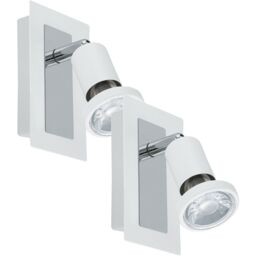 Loops 2 PACK Wall Spot Light White & Chrome Back Plate & Shade Rocker Switch GU10 5W - thumbnail 1