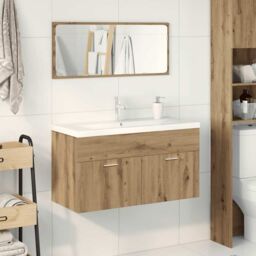 Berkfield Home 3 Piece Bathroom Furniture Set Artisan Oak Engineered Wood in Brown - thumbnail 3