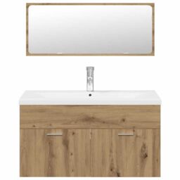 Berkfield Home 3 Piece Bathroom Furniture Set Artisan Oak Engineered Wood in Brown - thumbnail 4