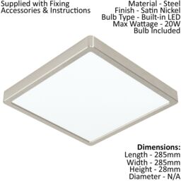 Loops 2 PACK Ceiling Light Satin Nickel 285mm Square Surface Mounted 20W LED 4000K in Metallics - thumbnail 2