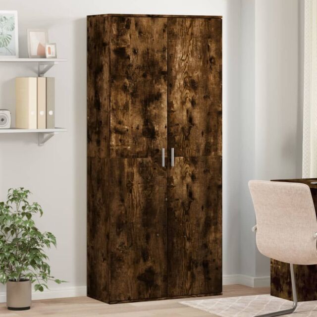 Berkfield Home Highboard Smoked Oak 80x35x180 cm Engineered Wood in Brown - Size: 80 x 35 x 180 cm - image 1