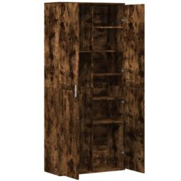 Berkfield Home Highboard Smoked Oak 80x35x180 cm Engineered Wood in Brown - Size: 80 x 35 x 180 cm - thumbnail 6