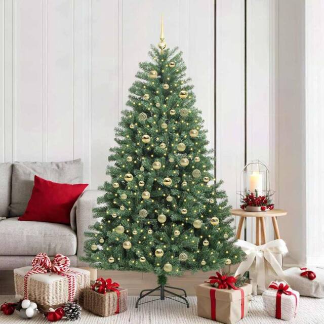 Berkfield Home Artificial Hinged Christmas Tree Green 180 cm PVC & Metal - image 1