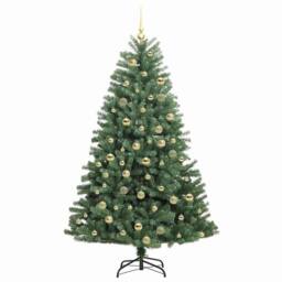 Berkfield Home Artificial Hinged Christmas Tree Green 180 cm PVC & Metal - thumbnail 4