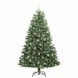 Berkfield Home Artificial Hinged Christmas Tree Green 180 cm PVC & Metal - thumbnail 3