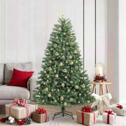 Berkfield Home Artificial Hinged Christmas Tree Green 180 cm PVC & Metal