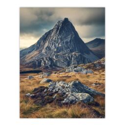 "Artery8 Tryfan Mountain Snowdonia Wales Peak Landscape Wall Art Print in Brown - Size: W24"" x H32""" - thumbnail 1