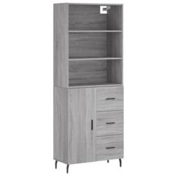 Berkfield Home Highboard Grey Sonoma 69.5x34x180 cm Engineered Wood - thumbnail 1