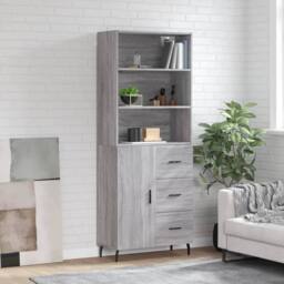 Berkfield Home Highboard Grey Sonoma 69.5x34x180 cm Engineered Wood - thumbnail 2