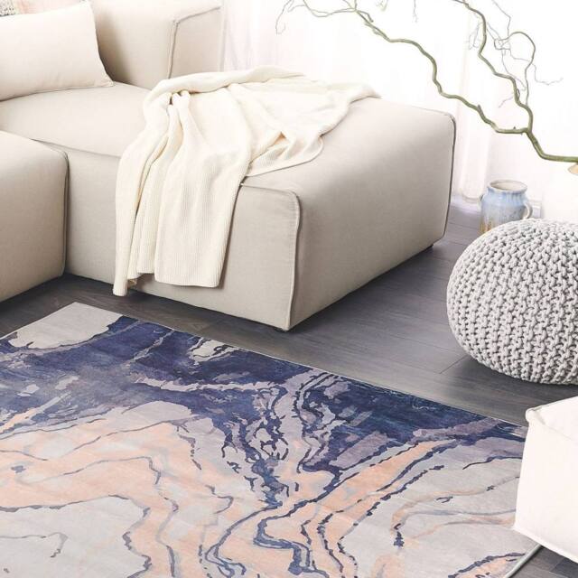 Wyld and Coco Marbled Area Rug Polyester 140 x 200 cm Anti-Slip Underlay - Size: 140 cm x 200 cm - image 1