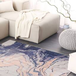 Wyld and Coco Marbled Area Rug Polyester 140 x 200 cm Anti-Slip Underlay - Size: 140 cm x 200 cm