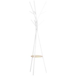 HOMCOM Free Standing Coat Rack Metal Shelf Holder Stand Display Clothes Hat in White - thumbnail 2