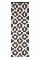 Homescapes Zurich Handwoven Cotton Pattern Kilim Hall Runner, 66 x 200 cm in Black - Size: 66 cm x 200 cm - thumbnail 2